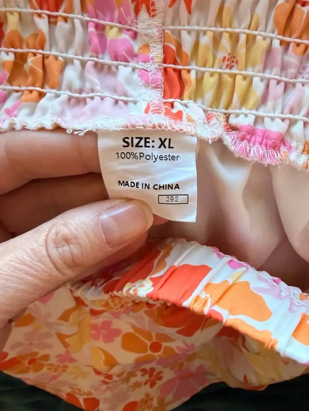 Trendsi Retro Orange and Pink Floral High Waisted Smocked Running Shorts